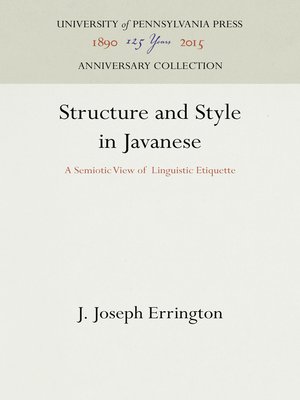 cover image of Structure and Style in Javanese